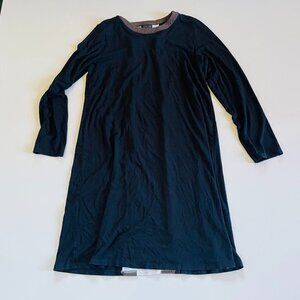 J. Jill Wearever Collection Dress Long Sleeve Back Pleated Brown White Faux Sued